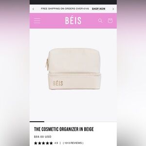 BÉIS Hanging Cosmetic Case - Beige - New with Tags